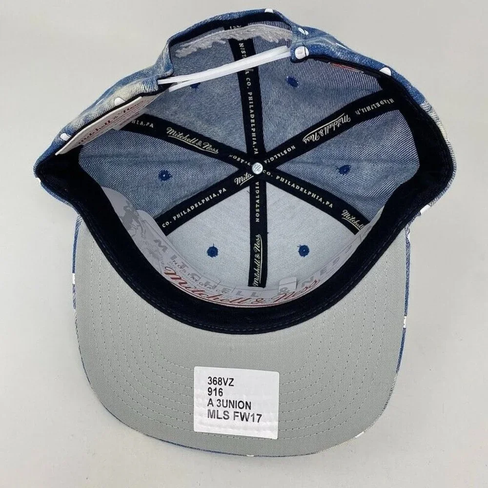 Philadelphia Union Mitchell &‎ Ness Snapback Hat Denim Dots MLS Soccer Futbol